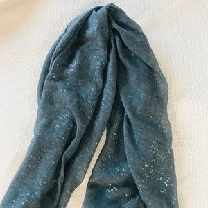 Indigo Blue Scarf with Silver Speckles